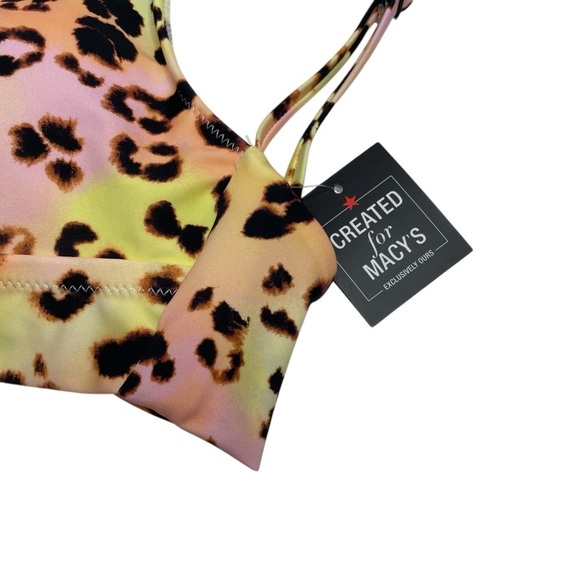 Bar III Banded Ring Bikini Top & High-Rise Bikini Bottoms Summer Heat Animal New - Picture 5 of 11